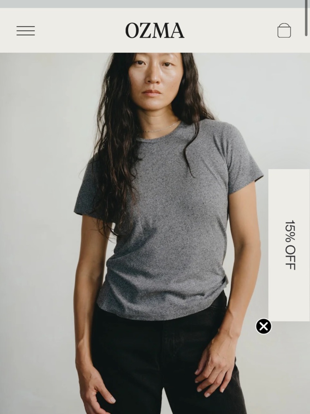 Ozma classic tee silk Noil jersey Gray Crew Neck Tee - Picture 4 of 4